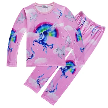 Vaikai Vienaragis Pižamos Mergaitėms, Pavasarį, Rudenį Ponis Animacinių filmų Spausdinimo Modelio Pižama Nustatyti Medvilnės Sleepwear Pižama Vaikams