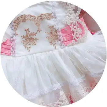 Vasarą Naujasis ispanijos Lolita princess dress baby girl drabužiai nėrinių susiuvimo suknelė mergina Rankovių vintage suknelė vestidos Y2731