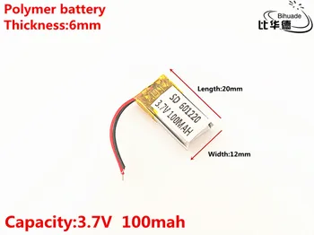 3.7 V,100mAH,601220 Polimeras ličio jonų / Li-ion baterija ŽAISLŲ,CENTRINIS BANKAS,GPS,mp3,mp4