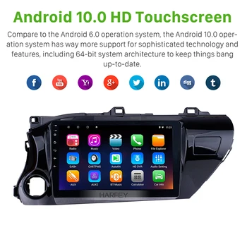 Harfey Android 10.0 Automobilio Multimedia player 10.1 colių 2016-2018 TOYOTA HILUX Kairiajame Vairuotojo su 