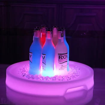LED naktį šviesios Spalvos, apvalios plokštelės baras vyno laikiklis KTV naktį lempos Apvalios plokštelės anti-slydimui atsparus Vandeniui plastikinis vaisių plokštė luminaria