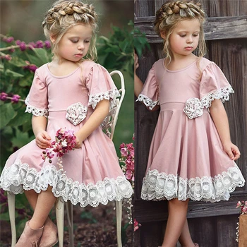 Fshion Atsitiktinis Vaikams Baby Girl Dress Nėrinių Gėlių Šalis Suknelė Vestuvių Inscenizacija Bridesmaid Dresses Oficialus