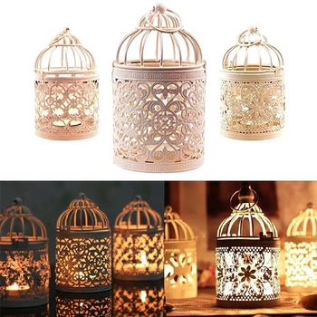 3 Pack Kabo Senoviniai Maroko Stiliaus Tuščiaviduriai Turėtojas Paukštis Narve Tealight Žibintų Žvakidė ,Vestuvės, Romantiškas Dekoro
