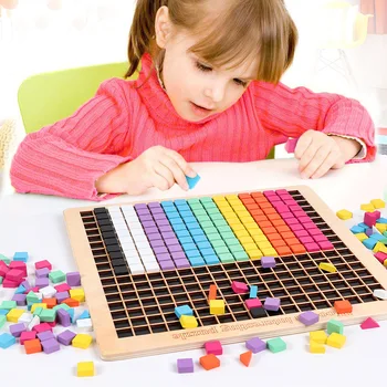 370 Gabalas Mediniai Pikselių 3D Dėlionės, Žaislų, Montessori stalo Žaidimai Geometrijos Dėlionės Tangram Medienos Blokai Švietimo Dovanos Vaikams
