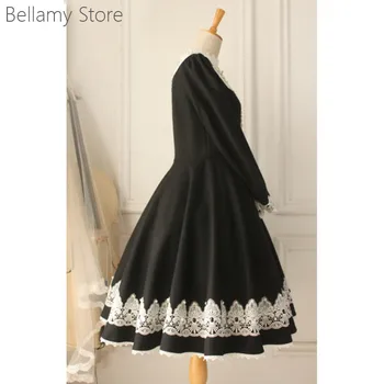 Klasikinis Gothic Lolita Senovinių Pilies Mergina ilgomis Rankovėmis, Ilgas nėrinių Suknelė
