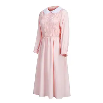 Eleven ' s Long Sleeve Pink Suknelė, Kostiumas Svetimas Dalykų, Helovyno Cosplay Moterų Mergina Lėlės Apykaklės Vakare Šalies Duobute Suknelė