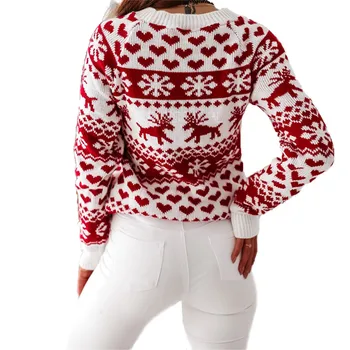 Moterims Megztiniai Šiltas Megztinis Džemperis O-kaklo Megztinis Spausdinti Viršūnes Rudens Žiemos 2020 metų Moteris Atsitiktinis Megzti Kalėdų Megztiniai