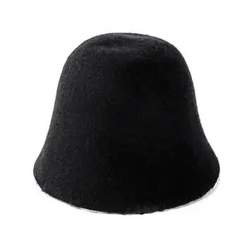 COKK Rudens Žiemos Moterų Skrybėlę Kašmyras Žvejys Bžūp vientisos Spalvos Kibirą, Skrybėlės Moterims Vintage Black korėjos Paprasta Bob Skrybėlę