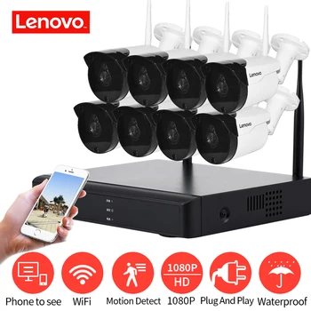 LENOVO Bevielio VAIZDO stebėjimo Sistema 1080P lauko CCTV Kamera 2MP, 8CH NVR IP IR-CUT IP Apsaugos Sistemos, vaizdo Stebėjimas