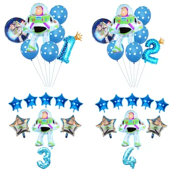 1set Toy Story Buzz Lightyear Balionai Mėlyni Taškai Folija Balionai Kapitonas Sumedėjusių Baby Shower Berniukas Vaikams Žaislas Gimtadienio Dekoracijos