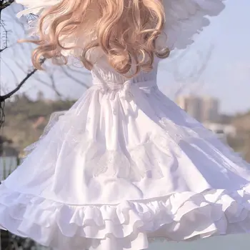 Anbenser Saldus Baltas Angelas Jsk Lolita Dress Japonijos Derliaus Kawaii Merginos Gotikos Star Nėrinių Pasakų Suknelė Cosplay Princesė Suknelės