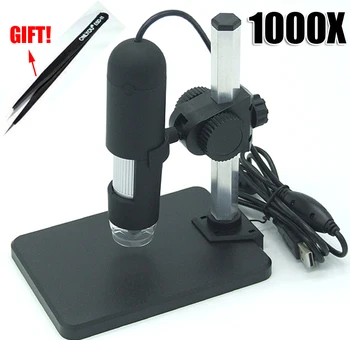 USB Skaitmeninis Mikroskopas 50X/1000X 8 LED SMD šviesos 2MP EndoscopeMagnifier Kamera+Lifto, Stovi Mikroskopas Nemokamas Pristatymas