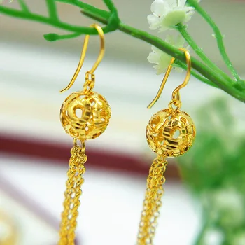 Korėjos Mados Aukso Auskarai Elegantiškas Ilgi Kutai Ausies Stud 14 karatų Geltonojo Aukso Stud Auskarai Moterų Vestuvės Vestuvinis Papuošalų