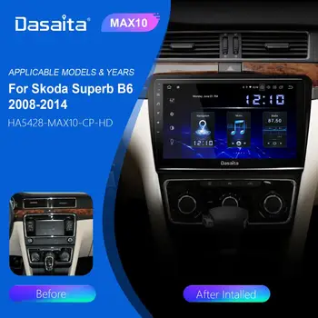 Dasaita 1 Din Android 10.0 Automobilio Radijo Skoda Superb GPS 2008 2009 2010 2011 2012 2013 TDA7850 10.2