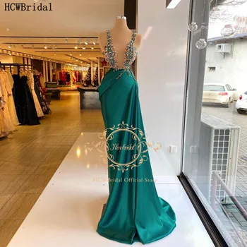 Seksualus Ilgą Žalią Vakarinę Suknelę Nuostabiu Kristalų Brangioji Matyti Per Ypatinga Proga Suknelės Pritaikyti Grožio Konkurso Chalatai