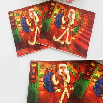 20 Lapų Kalėdų Servetėlės Popierinės Santa Claus Spausdinti Festivalis Vystymo Kišenėje Nosinė Namuose Kalėdos Virtuvės Stalo Apdailos