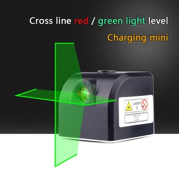 Nešiojamų Mini Kryžiaus, Raudonojo Lazerio Lygio Matuoklis 2 Eilutė 1 Punkte 650nm Niveliavimo prietaisas su LED Indikatorius Magnetas Fiksacija