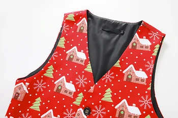 Raudona Kalėdų Vest Wasitcoat Vyrų 2020 Prekės ženklo V Neck Slim Fit Liemenės Mens Kalėdų Navidad Šalies Prom Vest Gilet Kostiumas Homme 2XL