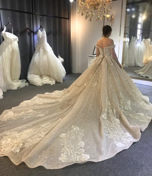 Prabanga duobute vestuvių suknelė Off Peties Ilgio Traukinio 2020 Naujos nuotakos suknelė novias