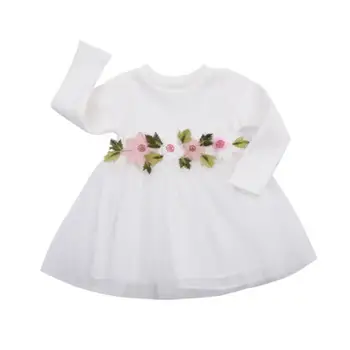 2021 Naujagimis Kūdikis, Vaikas, Kūdikis Mergaitė Princesė Suknelė Ilgomis Rankovėmis Gėlių Suknelė Gana Vestuvės Dress Inscenizacija Prom Didmeninė Karšto