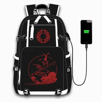 Mados Anime Didmeistris iš Demoniškas Auginimo Laisvalaikio Kuprinė Vyrų, Moterų, Studentų Kuprinę Pečių Maišą USB Įkrovimo lizdas Krepšys