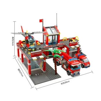Miesto Priešgaisrinės Stoties Pastato Blokų Rinkinius Gaisrininkų Sunkvežimis Automobilio Blokų Modelių Žaislai Vaikams Gelbėjimo Automobilių Švietimo Žaislai Plytos