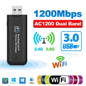 1200Mbps USB 3.0, Wifi Adapteris 2.4 G 5G Nemokama Vairuotojo Antena Wifi, USB, Ethernet Tinklo plokštės Dual Band Wireless Wifi Dongle Imtuvą