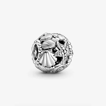 2020 m. Naujas Stiliaus 925 Sterlingas Sidabro ažūrinės figūrinių Žvaigždė Kriauklių & Širdis Žavesio Tinka pandoros apyrankę 