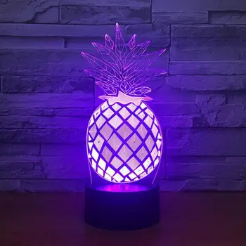 Naujiena 3D Ananasų Ananas LED Nakties Šviesos 7 Spalvų Keisti Namų Kambario Dekoro Vaikas, Vaikai, Kūdikis Miega Stalas Stalo Lempa Nuotolinio Tocuh