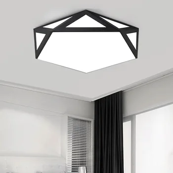 Šiuolaikinių LED lubų šviestuvas kaustytomis geležies tuščiaviduriai juoda balta lempa, svetainė, miegamasis, studijų liustra