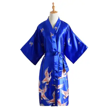 Karšto Pardavimo Tamsiai Mėlyna Kinijos Moterims, Šilko, Viskozės Skraiste Suknelė Bridemaids Seksualus Vestuvių Pižamą Chalatas Kimono Plius Dydis