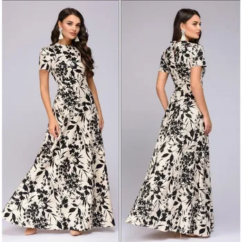 2020 metų vasaros naujas bohemijos ilga suknelė ponios ilga suknelė trumpomis rankovėmis gėlių elegantiškas plonas vidutinio ilgio pokylių suknelė