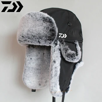 Daiwa 2021 Naujos Lauko Sporto Žiemos Bombonešis Skrybėlę Vyrų Dirbtiniais Kailiais Žvejybos Hat Storas Šiltas Dviračių sportas Slidinėjimo Kepurė su Ausų Atvartais