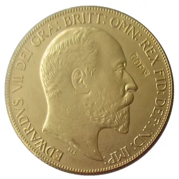 Jungtinė Karalystė 5 Svarų - Edward VII 1902 Nekilnojamojo Auksą, Sidabrą, Monetas Kopija