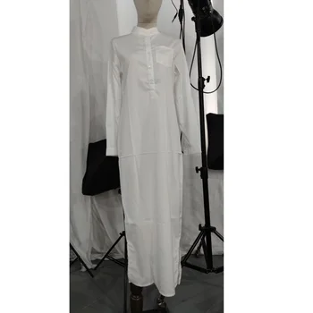 AECU Moterų Suknelė 2021 M. Vasarą Seksualus Ilgai Medvilnės Kietų Grindų Ilgio Balta Suknelė Elegantiškas Suknelė ilgomis Rankovėmis