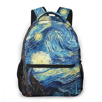 Prekės Van Gogh Kelionių Kuprinė Žvaigždėtas Dangus Daypack Moterims, Vaikams, Mokyklos Maišus Paauglių Berniukas Mergaičių Studentų Nešiojamojo Kompiuterio Krepšys Mochila Pieno Stiklo