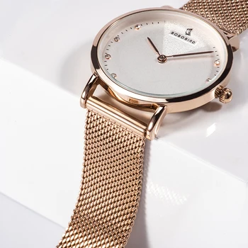 BOBO PAUKŠČIŲ часы женские Moterų Prabangūs Laikrodžiai, nerūdijančio plieno Kvarcinis Laikrodis Lady reloj mujer Gimtadienio, jubiliejaus dovana
