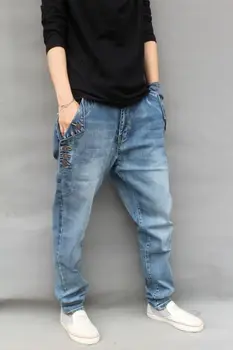 2019 Baggy Jogger džinsai Atsitiktinis Elastinga Haremo Kelnės Hip-Hop Siaurėjantys Kelnės Vyrams gatvės Kelnės Legging Jeans Plius Dydis 6XL 031702