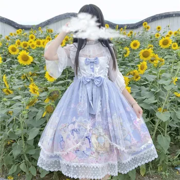 Japonijos Lolita saldus lokys karnavalas šalies Lolita rankovių diržas jsk suknelė kawaii girl vasaros