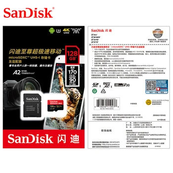 SanDiskExtreme Pro 256G 128GB 64GB 32GBmicroSDHC SDXC UHS-I Atminties Kortele micro SD Kortelė TF Kortelę 170MB/s Class10 U3 Su SD Adapteriu