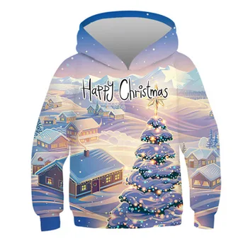 2020 Naują Kalėdų Berniukų švarkai mergaitėms, vaikams su Gobtuvu megztinis Rudenį, Žiemą spausdinti Vaikų gobtuvu megztinis 8-12T Kalėdų