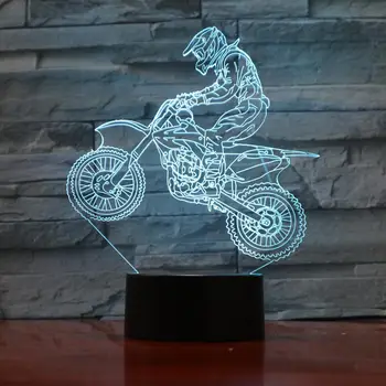3D Lempos, Motociklininkas Vaizdo Šviesos Efekto, Geriausia Dekoracija Vaiko Atmosfera Holograma Spalvinga, su Nuotolinio Led Nakties Šviesos Lempos
