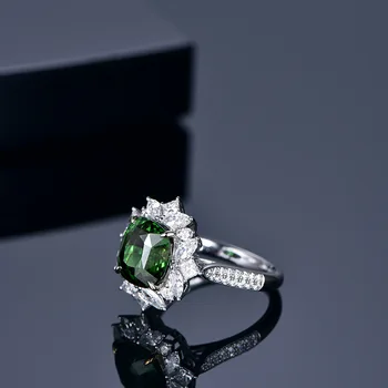 BLACK ANGEL Luxury Princess Crown Sukurta Smaragdas Žalia Turmalinas Brangakmenio Reguliuojamas Žiedo Moterų Fine Jewelry Vestuvių Dovana