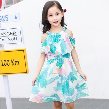 2019 m. Vasarą Mergina Dress Medvilnės Vaikų Suknelės Geometrinis Spausdinti Vaikai Suknelės Mergaitėms Mados Mergaičių Drabužių Sundress 4-12T