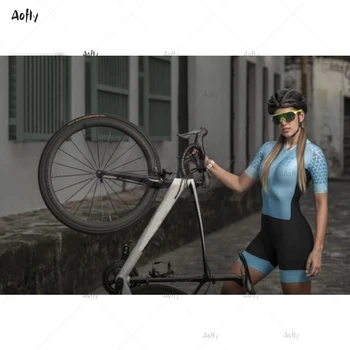 Kafitt šviesiai mėlyna profesinės Pora dviračių kostiumas Triatlonas Nustatyti skinsuit Maillot Ropa Ciclismo Dviračių Džersis moterų dviračių rinkinys