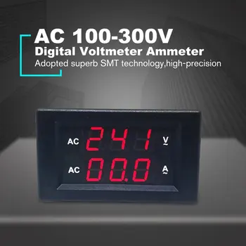 10A AC Digital Dual LED Ekranas Voltmeter Ammeter Amp Voltų Įtampa Srovės Matuoklis Testeris Didelio Tikslumo