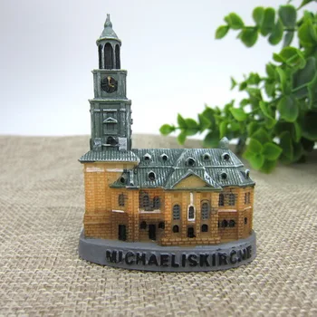 St Mykolo bažnyčios varpinė baroko stiliaus vokietijos Hamburgo turizmo hamburger suvenyrų dervos šaldytuvas magnetas atmintį varpinės