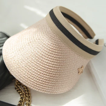 2019 m. Vasarą Moteris, Saulės, Skrybėlės, Anti-UV Moterų lauko Kepurės Snapeliu Rankų Šiaudų Bžūp Atsitiktinis Atspalvį Skrybėlę Tuščias Top Hat Paplūdimio kepurė
