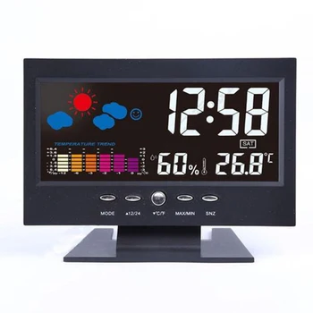 Oras Stotis Žadintuvas LCD Spalvotas Ekranas Skaitmeninis USB Temperatūros, Drėgmės, Laiko, Datos Rodymo Žadintuvas, Skaitmeninis Laikrodis