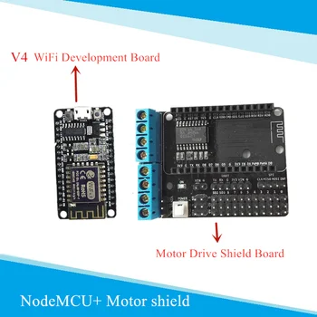 NodeMCU V4 WiFi Plėtros Valdybos +Pavara Shield Valdybos Kontrolės Rinkinys Robotas Automobilių/Bakas, Važiuoklė ESP8266 pagrindu Kūrimo Rinkinį
